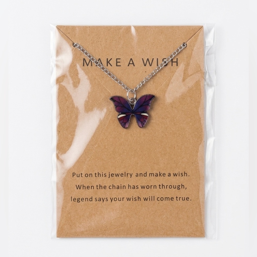 Purple Handmade Butterfly Pendant Necklace